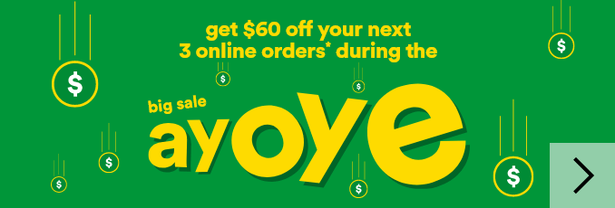 Get $60 off Your Next 3 Online Orders* During the Big Sale Ayoye. Order 1 - $15 Off, Promo Code: AYOYE15. Order 2 - $20 Off, Promo Code: AYOYE20. Order 3 - $25 Off, Promo Code: AYOYE25. *Certain Conditions Apply. With Purchases of $75 or More. Details on superc.ca