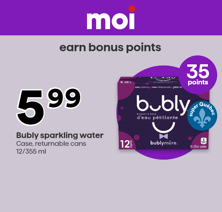 Moi - Earn bonus points - Bubly sparkling water