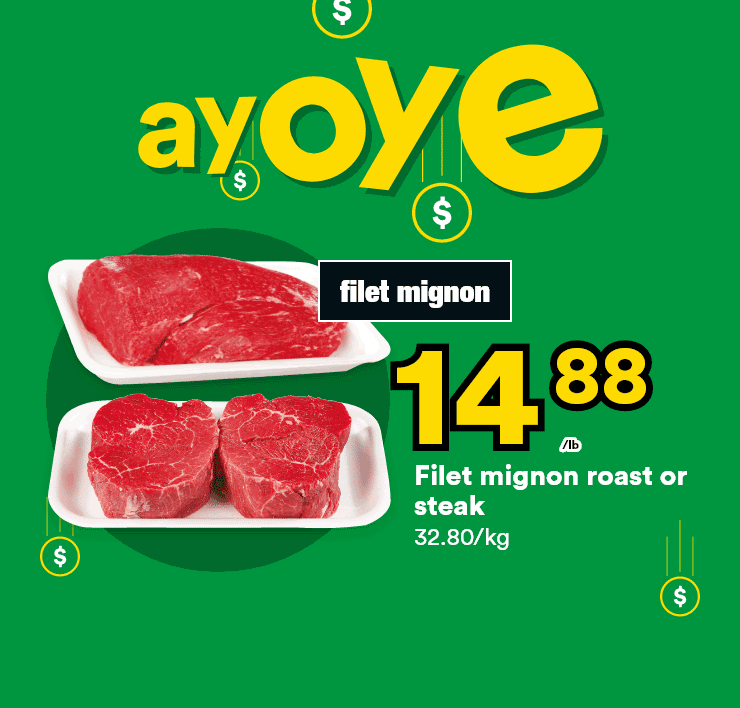 Ayoye - Filet mignon roast or steak - Strawberries - Lactantia butter
