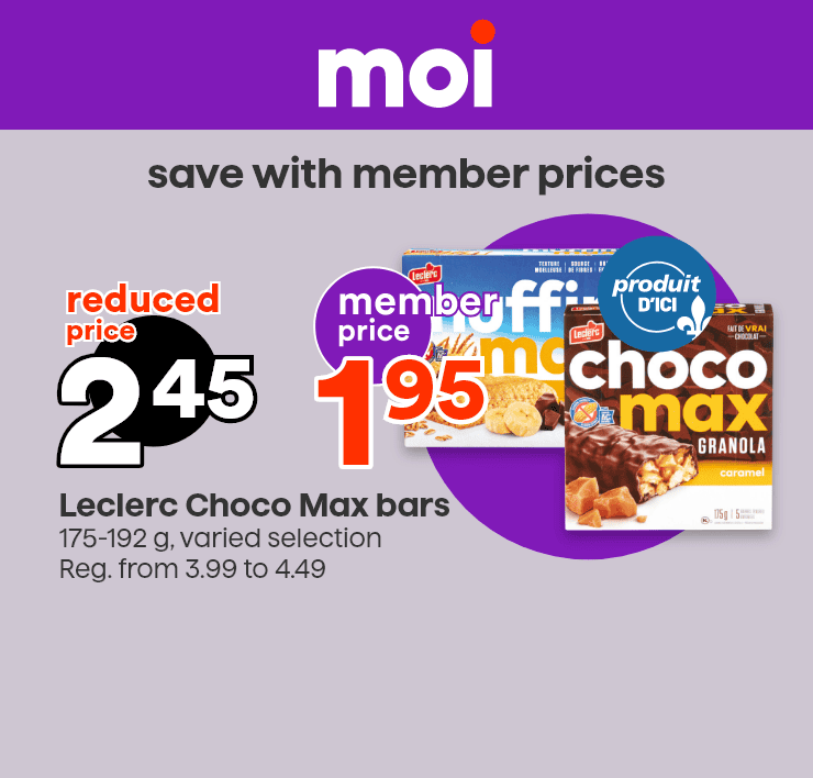 Moi - Save with member prices - Leclerc Choco Max bars