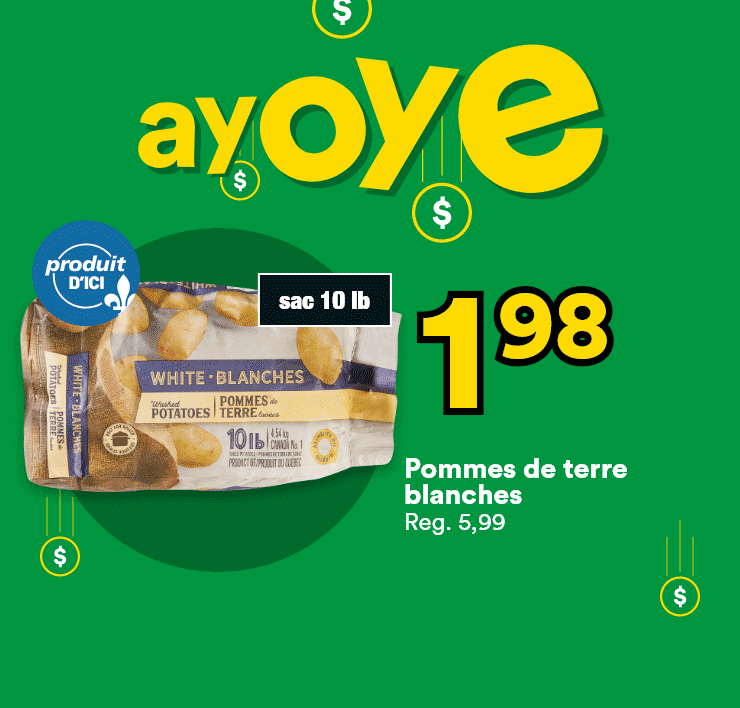 Ayoye - Pommes de terre blanches, biftecks d'aloyau, fromage Selection