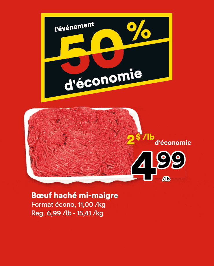 L'événement 50% d'économie - B&oelig;uf haché mi-maigre - Chou-fleur - Fromage Selection