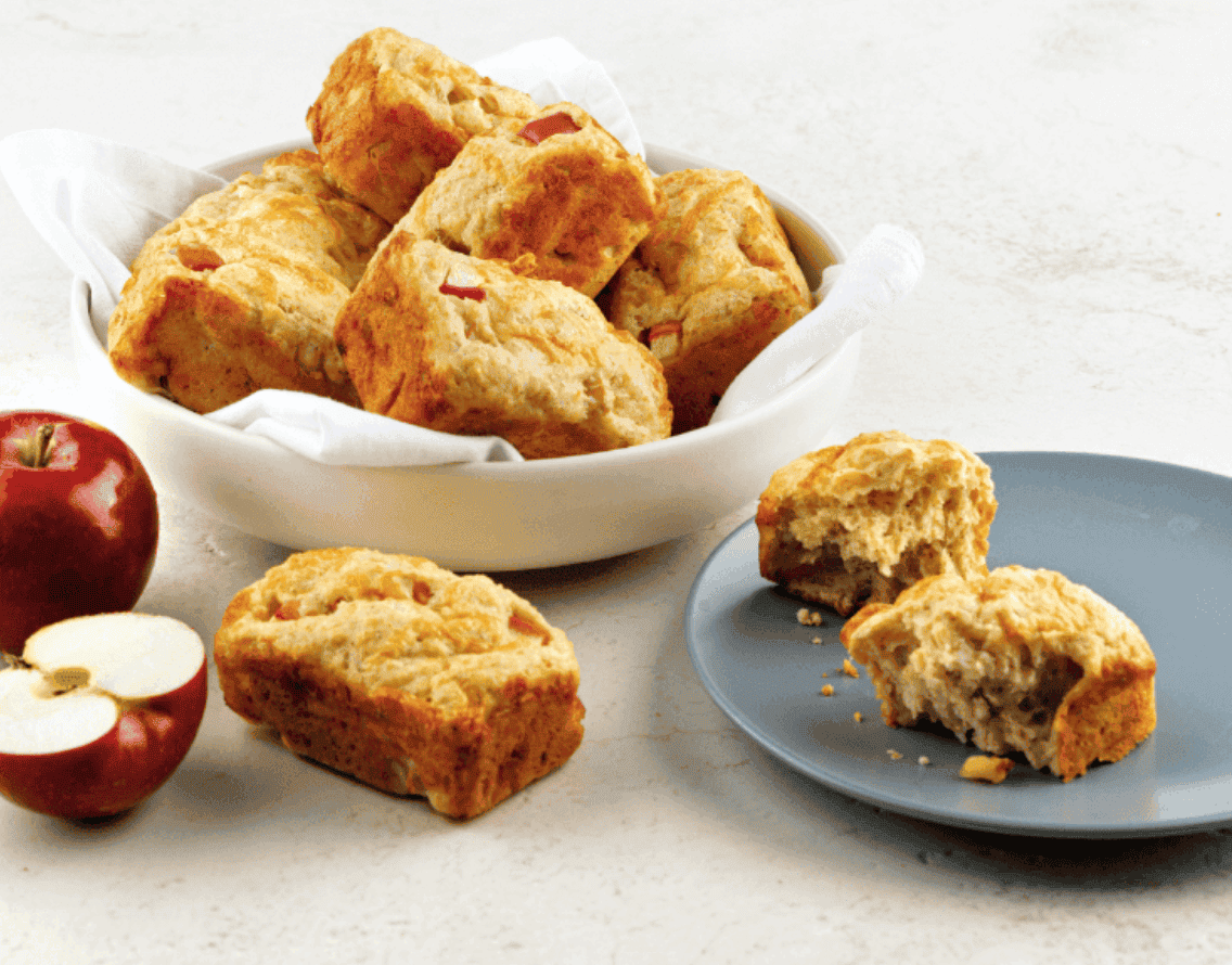 Petits pains au cheddar et pommes