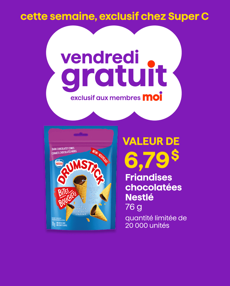 Cette semaine exclusif chez Super C - Vendredi gratuit - exclusif aux membre Moi - Friandises chocolatées Nestlé