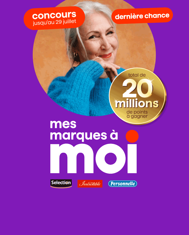 Concours mes marques à Moi. Un total de 20 millions de points à gagner avec plusieurs lots.
