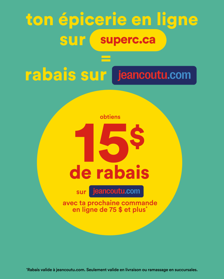 Profite de 15 $ de rabais sur le site web de Jean Coutu, avec ta prochaine commande de 75 $ ou plus