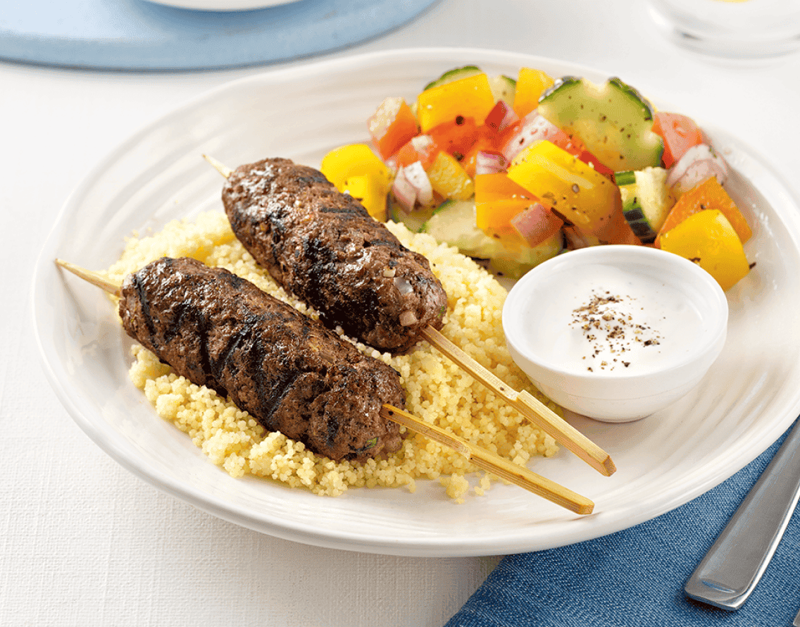 Découvre notre recette de kebabs de bœuf