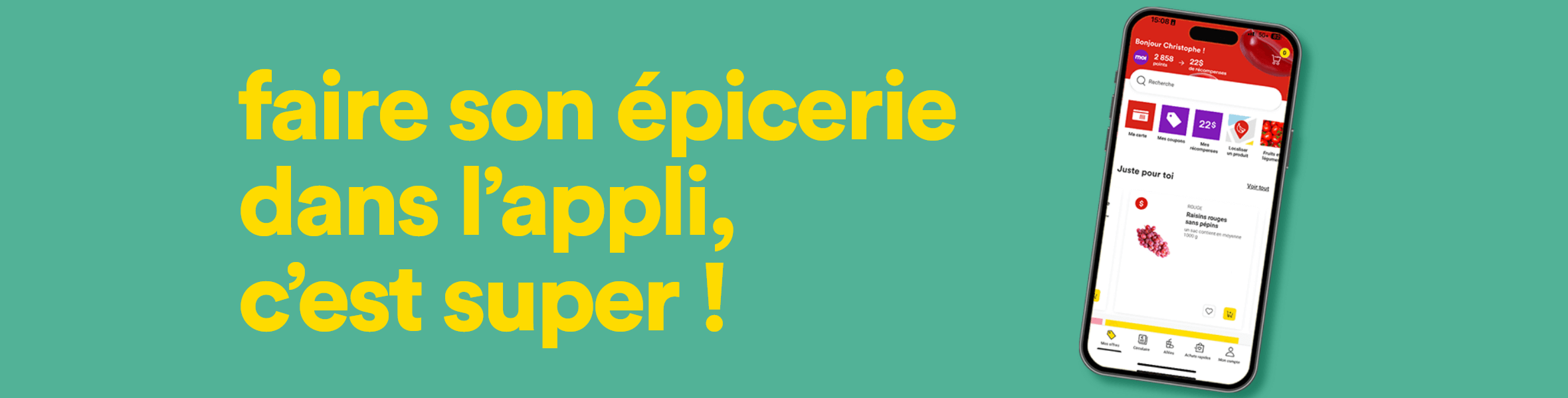 Faire son épicerie dans l'appli, c'est super!