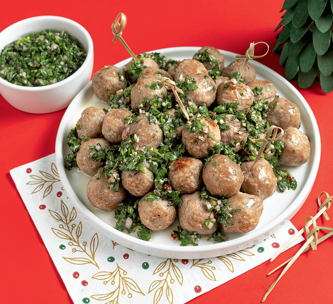 bouchées de boulettes chimichurri