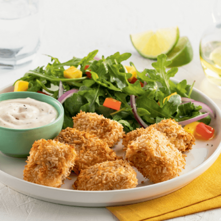 Bouchées de saumon croustillantes à la noix de coco