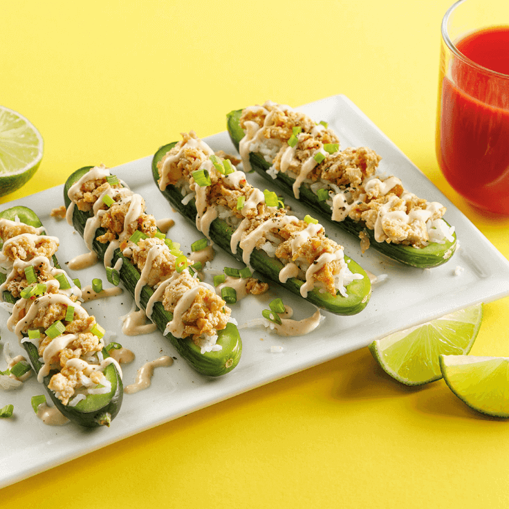 cucumber boats au tofu teriyaki