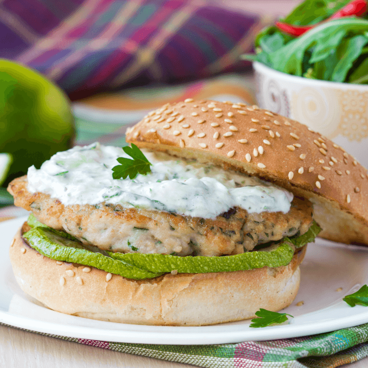 burger de dinde + épices méditerranéennes + fromage feta 