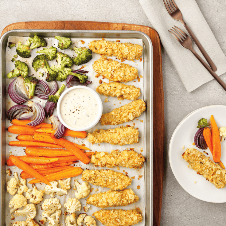 sheet pan chip-crusted chicken