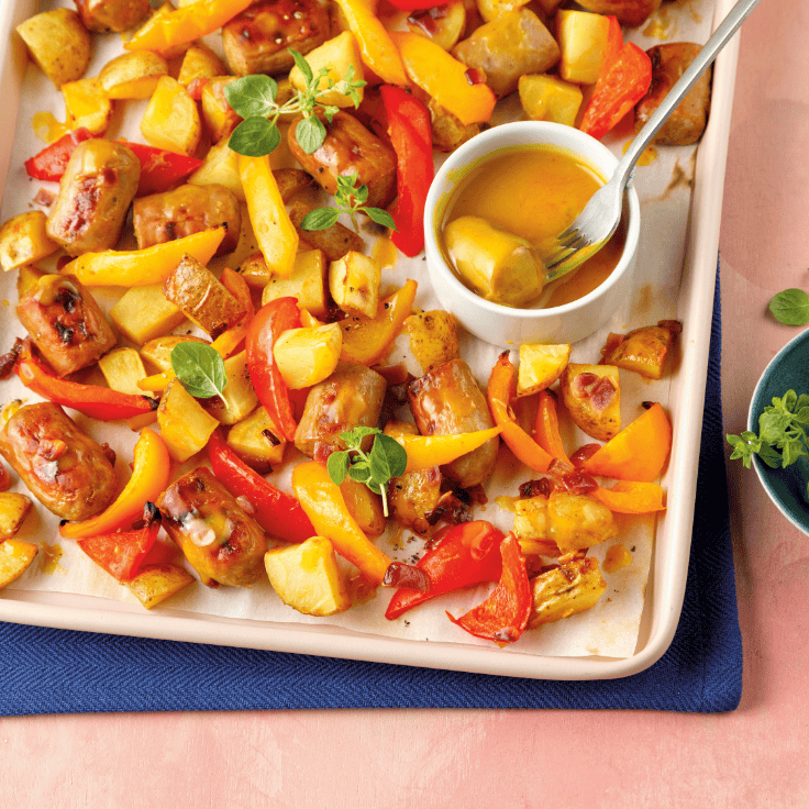 sheet pan honey mustard sausages