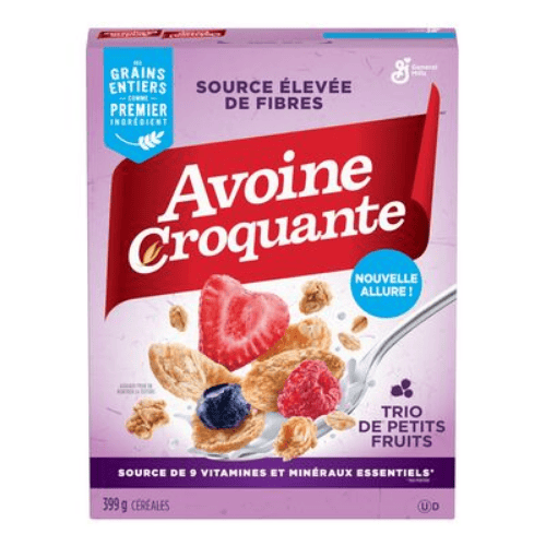 Produit: Céréales au trio de petits fruits, Avoine Croquante