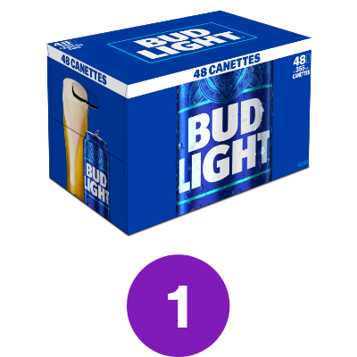 caisse de 48 canettes (355 ml) de Bud Light