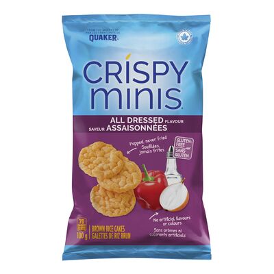 Produit: Croustilles de riz brun à saveur assaisonnées, Crispy Minis