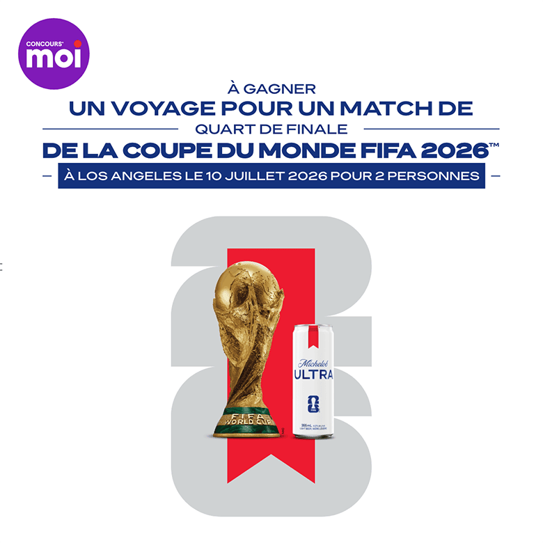 Concours* moi - Michelob Ultra x FIFA 26 - À gagner un voyage pour un match de quart de finale de la Coupe du monde FIFA 2026™ à Los Angeles le 10 juillet 2026 pour 2 personnes