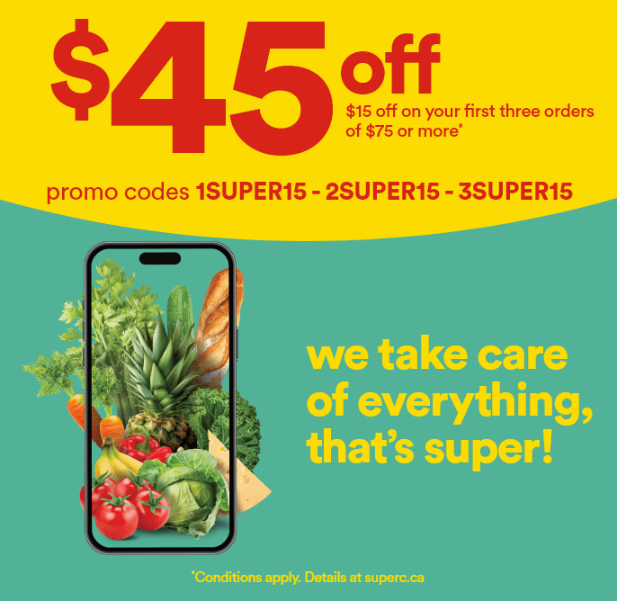 $45 off - $15 off on your first three orders of $75 or more